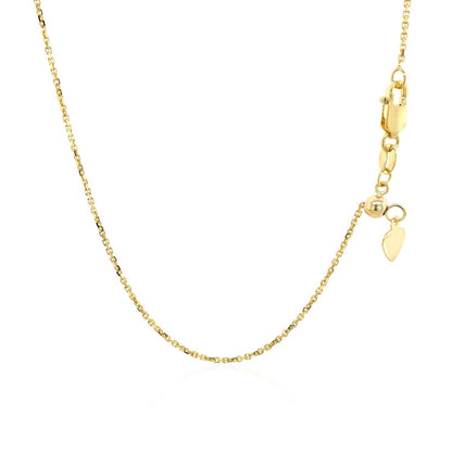10k Yellow Gold Adjustable Cable Chain 0.9mm  DestGlow