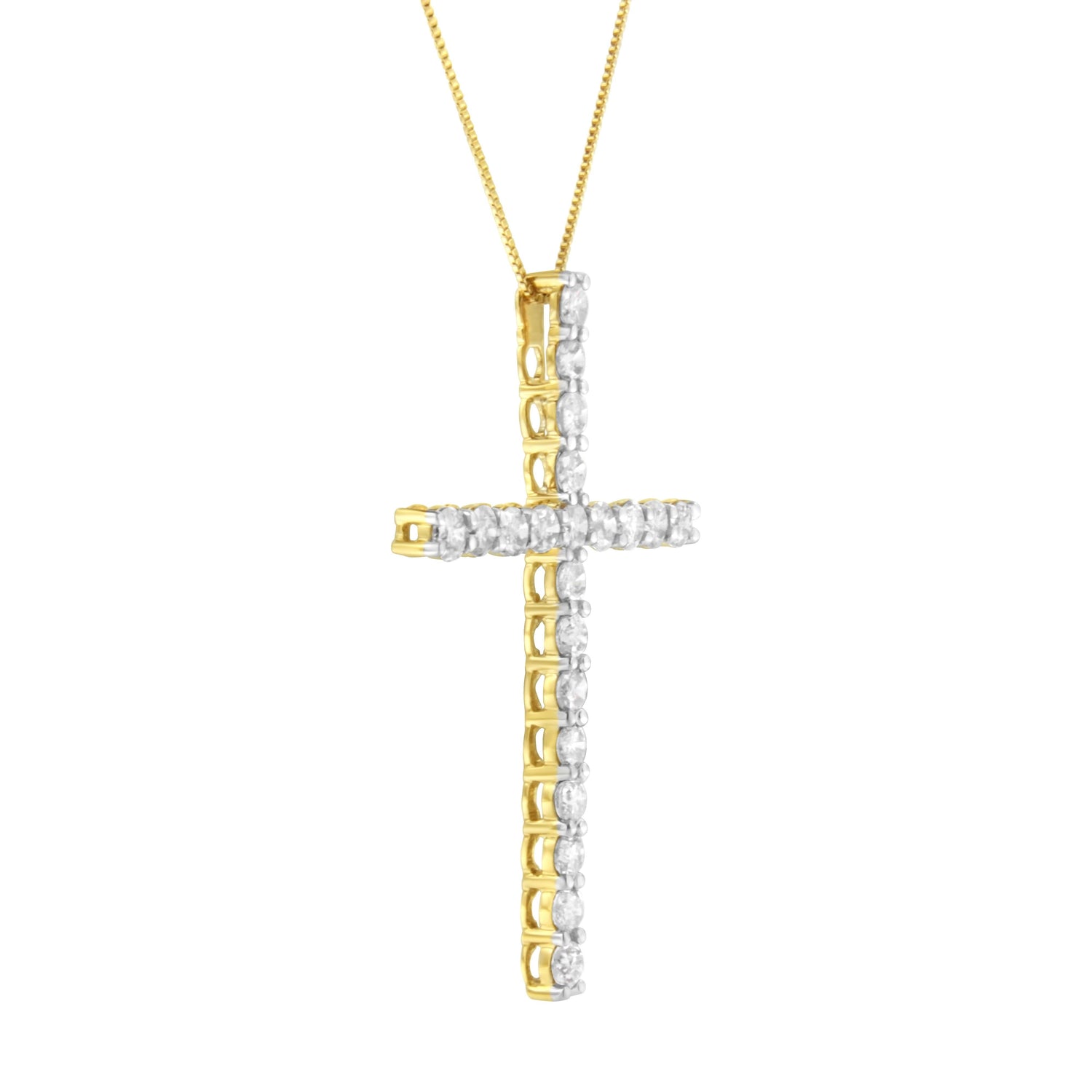 10K Yellow Gold Plated .925 Sterling Silver 4.0 Cttw Round Cut Diamond Cross Pendant Necklace (J-K Color, I1-I2 Clarity) - 18" by Bids.com