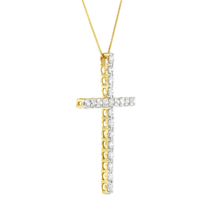 10K Yellow Gold Plated .925 Sterling Silver 4.0 Cttw Round Cut Diamond Cross Pendant Necklace (J-K Color, I1-I2 Clarity) - 18" by Bids.com