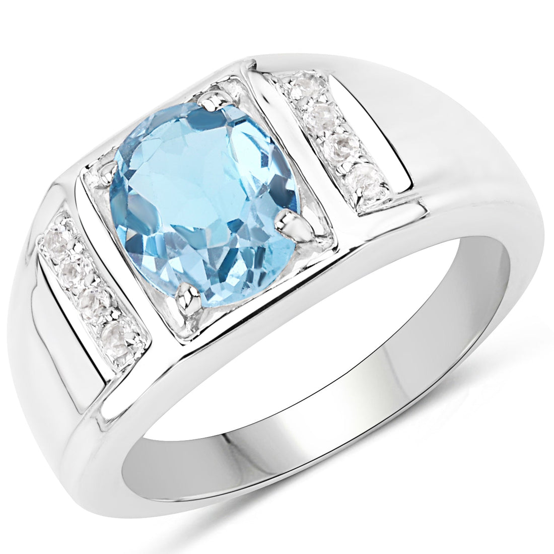2.18 Carat Genuine London Blue Topaz and White Topaz .925 Sterling Silver Ring by Bids.com