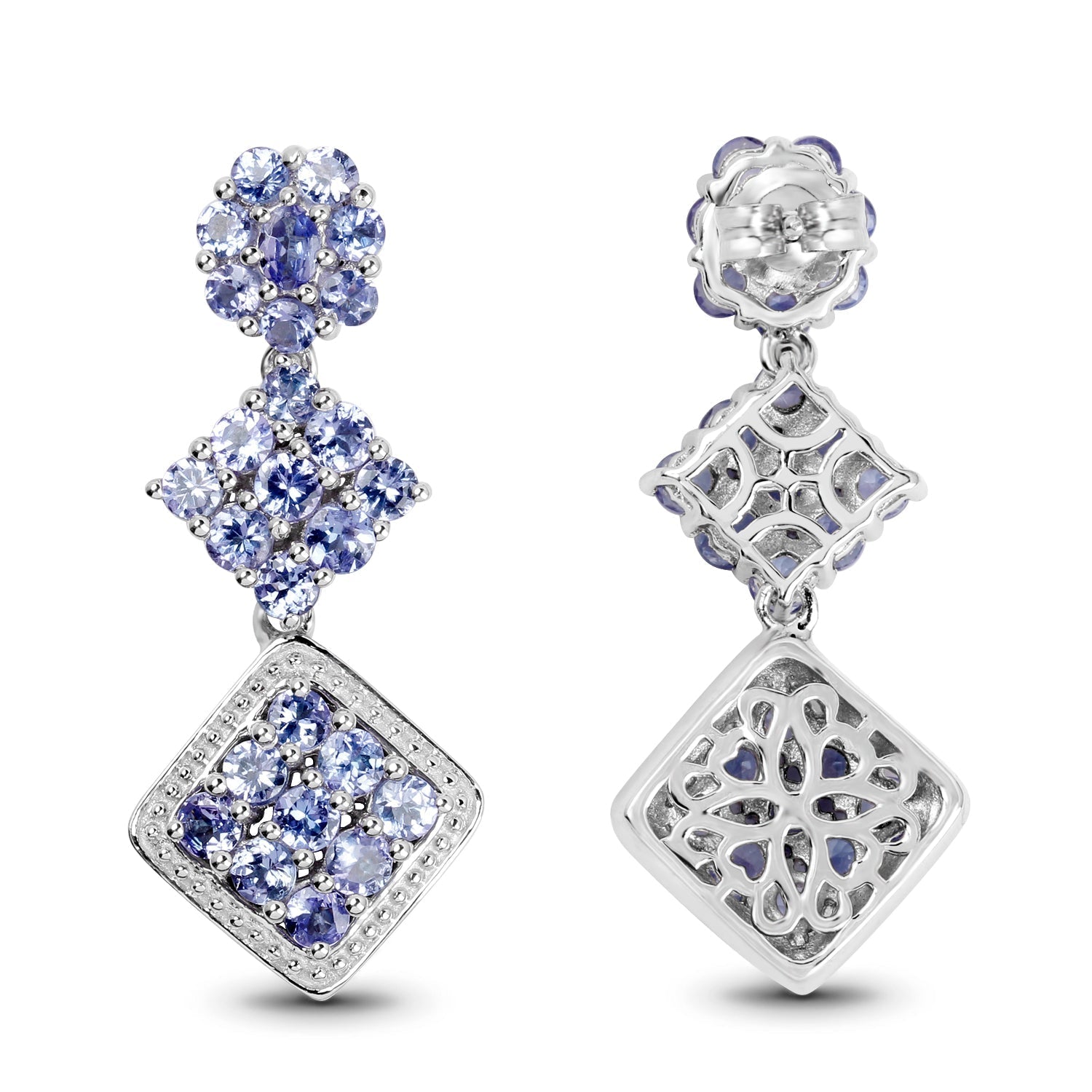 4.92 Carat Genuine Tanzanite .925 Sterling Silver Earrings  DestGlow