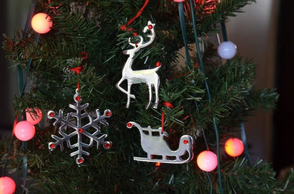 Jingle Bell Christmas Tree Ornaments - Set of 8 Handcrafted Metal Decorations