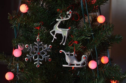 Jingle Bell Christmas Tree Ornaments - Set of 8 Handcrafted Metal Decorations