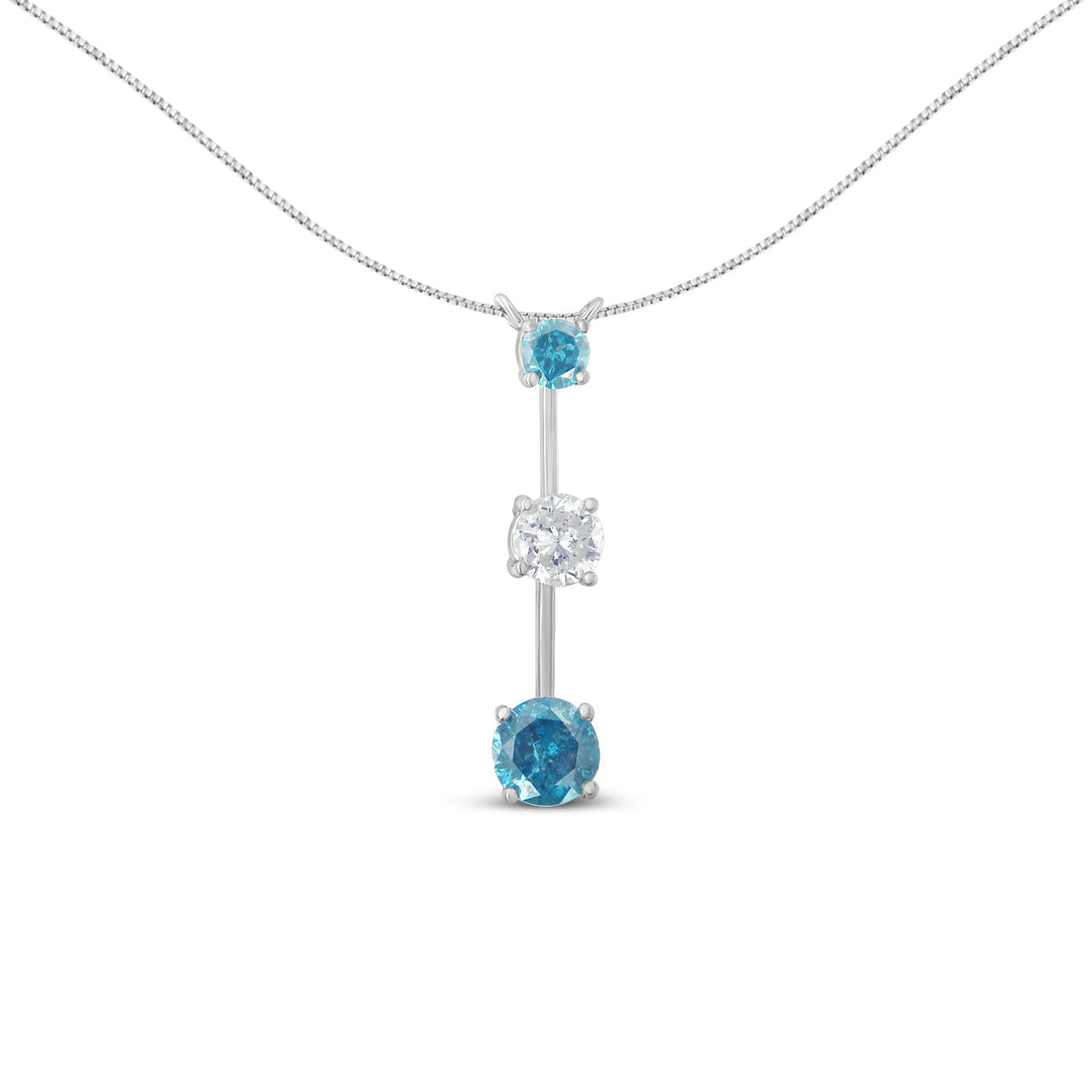 14K White Gold 1 1/2 cttw White and Treated Blue Diamond Pendant Necklace (H-I, I1-I2) by Bids.com
