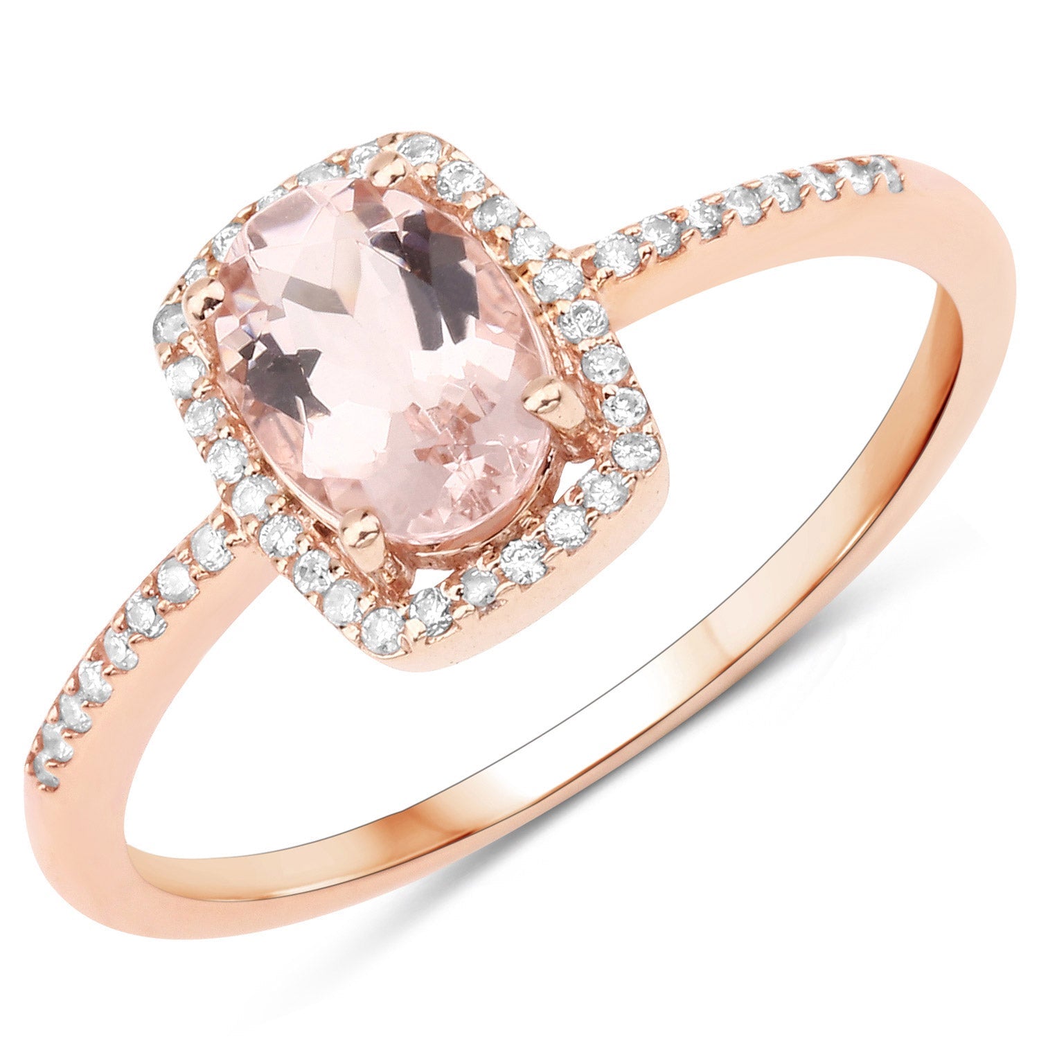 0.82 Carat Genuine Morganite and White Diamond 14K Rose Gold Ring by Bids.com