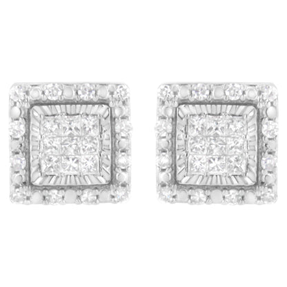 10K White Gold 1/2 cttw Invisible Set Princess-Cut Diamond Square Stud Earring (I-J Color, I1-I2 Clarity) by Bids.com