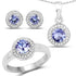 3.22 Carat Genuine Tanzanite & White Topaz .925 Sterling Silver Ring  DestGlow