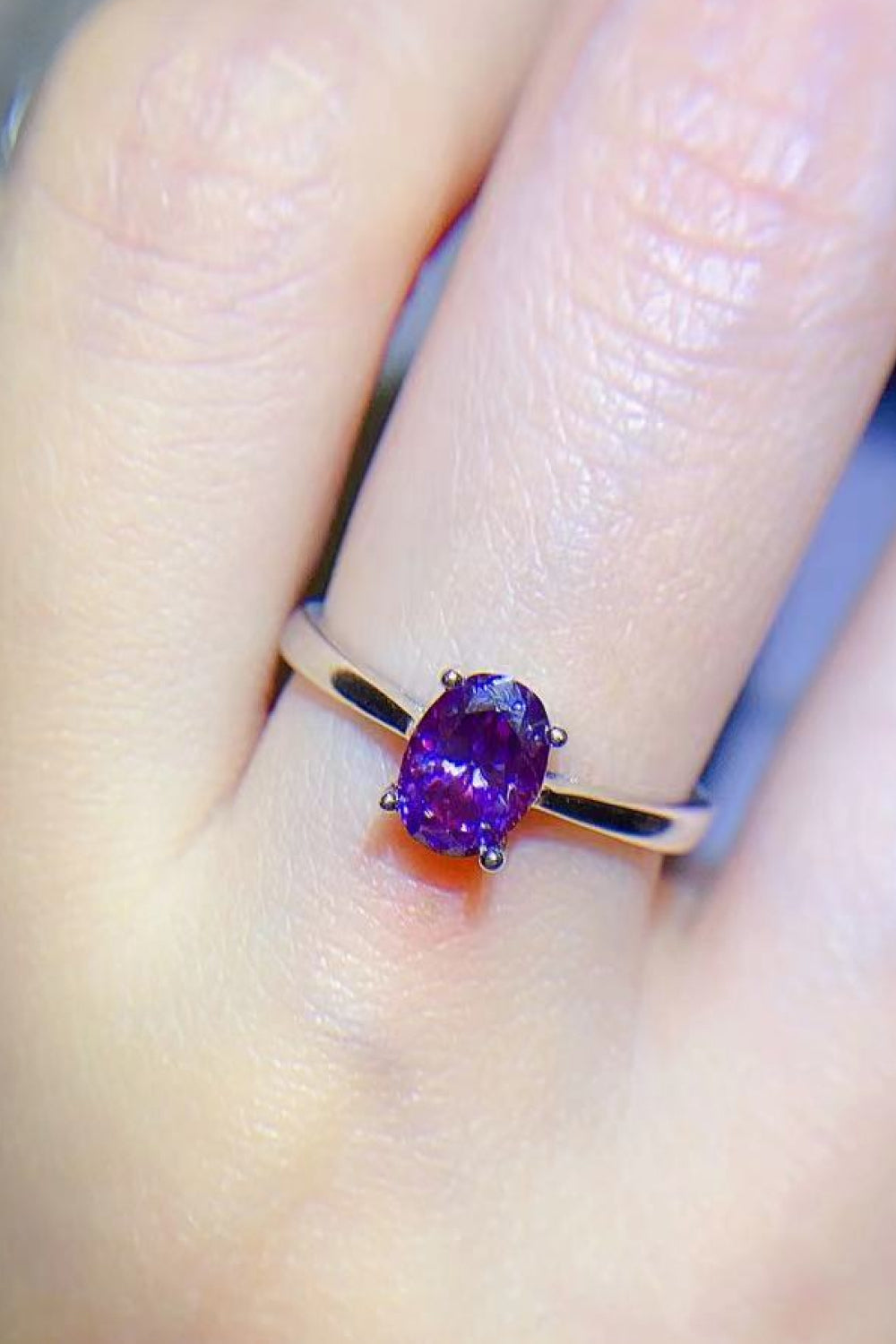 1 Carat Purple Oval-Cut Sparkala™ 4-Prong Solitaire Ring by Sparkala