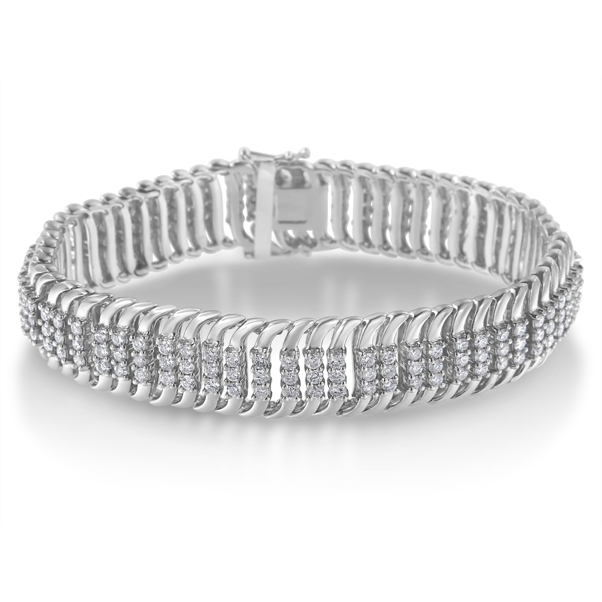 14K White Gold 5.0 Cttw Round Brilliant Cut Diamond 7" S Wave Serpentine Tennis Bracelet (H-I Color, I1-I2 Clarity) by Bids.com