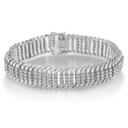 14K White Gold 5.0 Cttw Round Brilliant Cut Diamond 7" S Wave Serpentine Tennis Bracelet (H-I Color, I1-I2 Clarity) by Bids.com