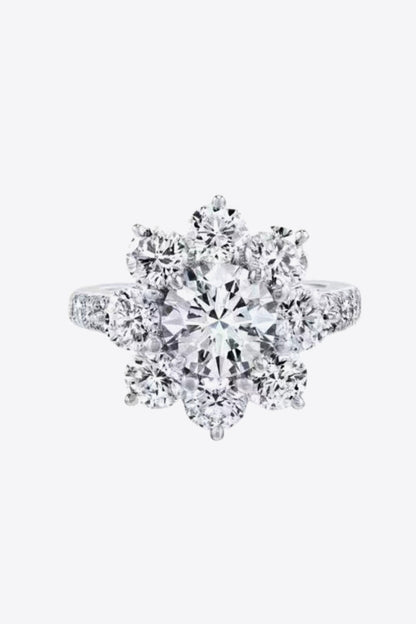 1 Carat Brilliant Round Cut Sparkala™ Platinum Over Pure Sterling Silver Flower Ring by Sparkala
