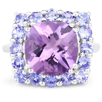 6.63 Carat Genuine Amethyst and Tanzanite .925 Sterling Silver Ring by Bids.com