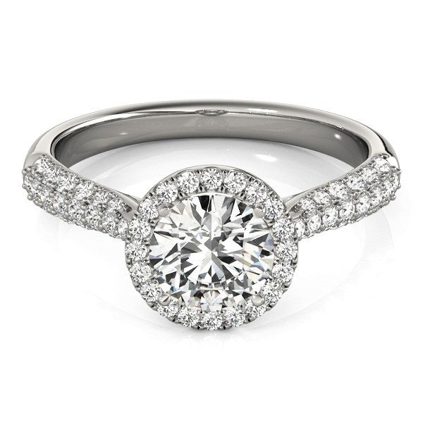14k White Gold Halo Diamond Engagement Ring with Pave Band (1 1/3 cttw) by Bids.com