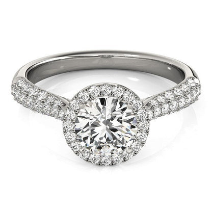 14k White Gold Halo Diamond Engagement Ring with Pave Band (1 1/3 cttw) by Bids.com