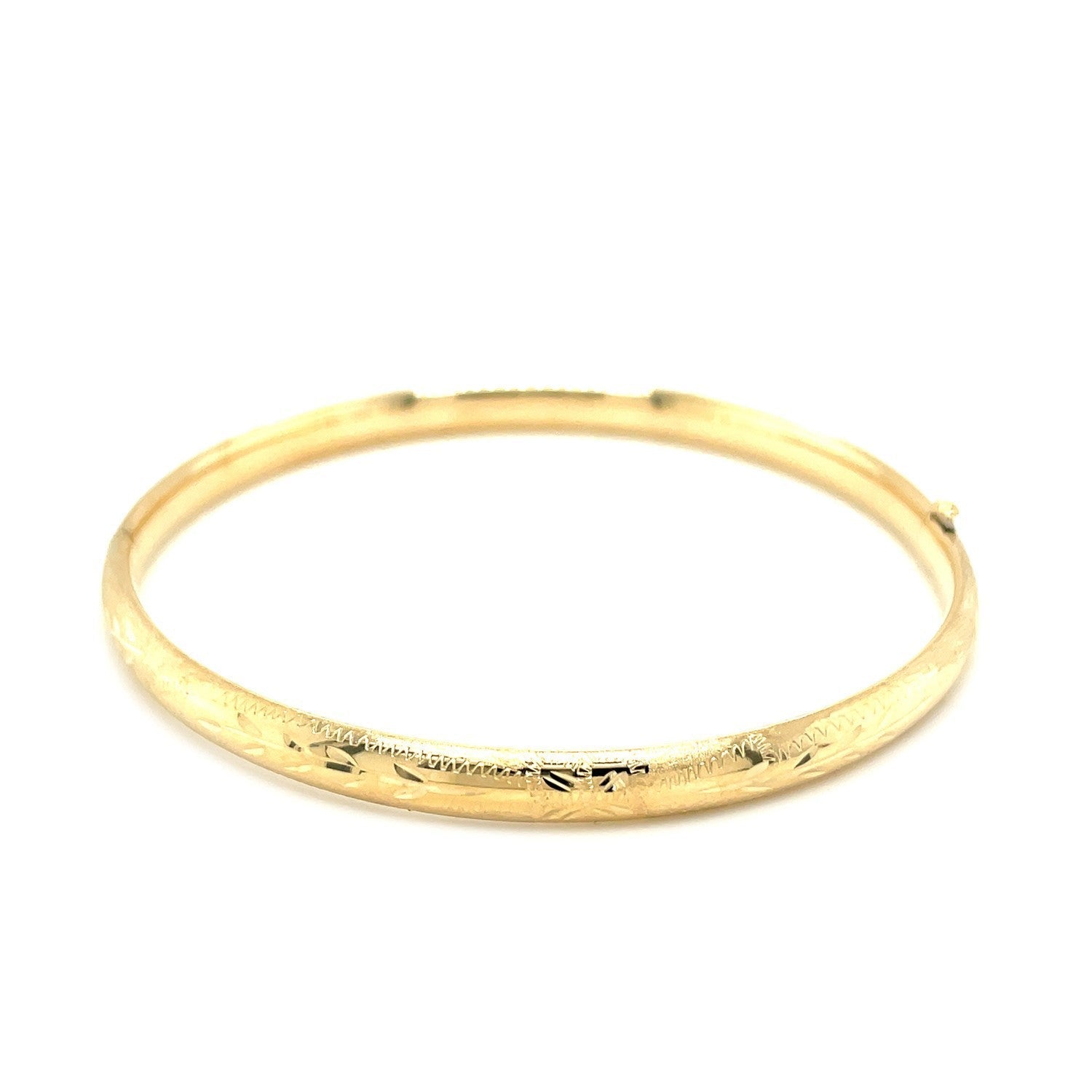 10k Yellow Gold Botanical Pattern Florentine Bangle  DestGlow