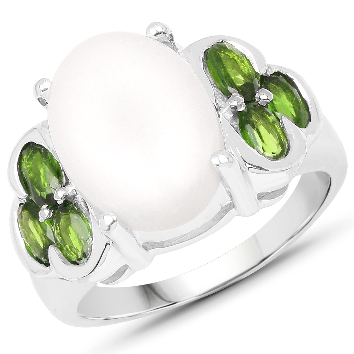 4.52 Carat Genuine Opal and Chrome Diopside .925 Sterling Silver Ring by Bids.com