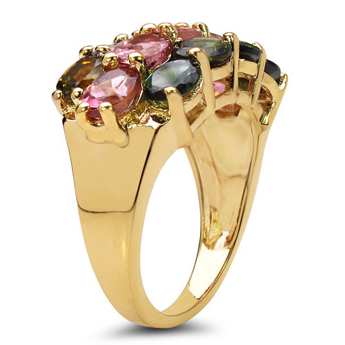 14K Yellow Gold Plated 4.58 Carat Genuine Multi Tourmaline .925 Sterling Silver Ring by Bids.com
