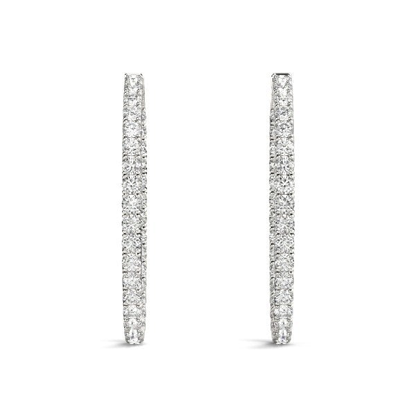 Oval Shape Two Sided Diamond Hoop Earrings in 14k White Gold (2 cttw) by Bids.com