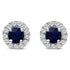 10K White Gold 3.25mm x 3.25mm Round Blue Sapphire and 1/10 Cttw Diamond Halo Stud Earrings (I-J Color, I1-I2 Clarity) by Bids.com