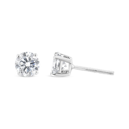 14K White Gold 1-1/2 Cttw Round Brilliant-Cut Diamond Classic 4-Prong Stud Earrings with Screw Backs (H-I Color, I1-I2 Clarity) by Bids.com