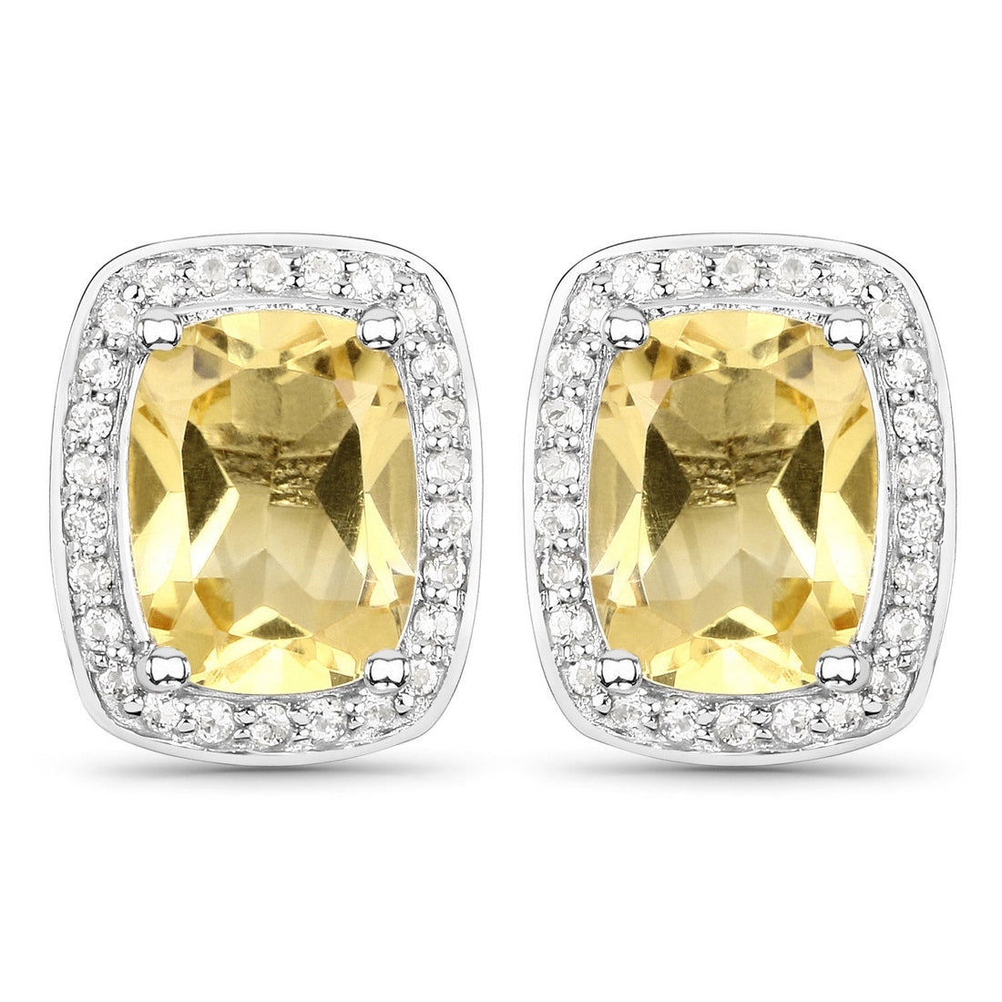 2.81 Carat Genuine Citrine and White Topaz .925 Sterling Silver Earrings by Bids.com