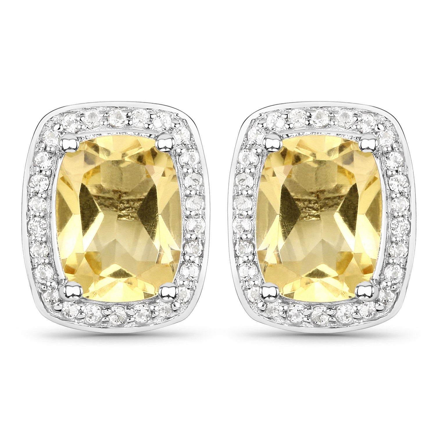 2.81 Carat Genuine Citrine and White Topaz .925 Sterling Silver Earrings by Bids.com