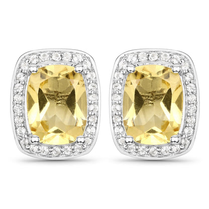 2.81 Carat Genuine Citrine and White Topaz .925 Sterling Silver Earrings by Bids.com