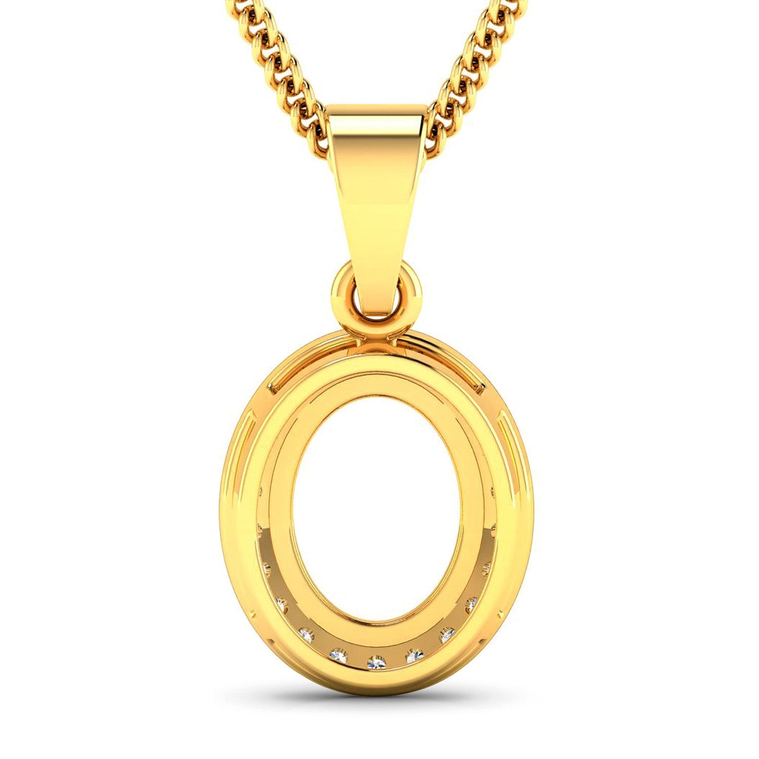 0.22 Carat Genuine White Diamond 14K Yellow Gold Semi Mount Pendant - holds 9x7mm Oval Gemstone by Bids.com