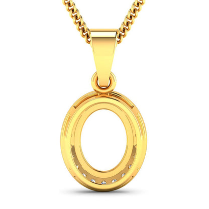 0.22 Carat Genuine White Diamond 14K Yellow Gold Semi Mount Pendant - holds 9x7mm Oval Gemstone by Bids.com