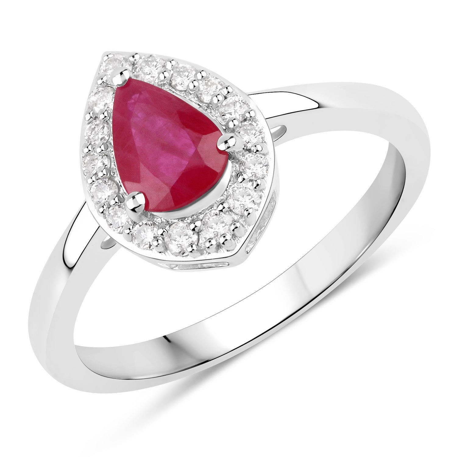 0.92 Carat Genuine Ruby and White Diamond 14K White Gold Ring by Bids.com