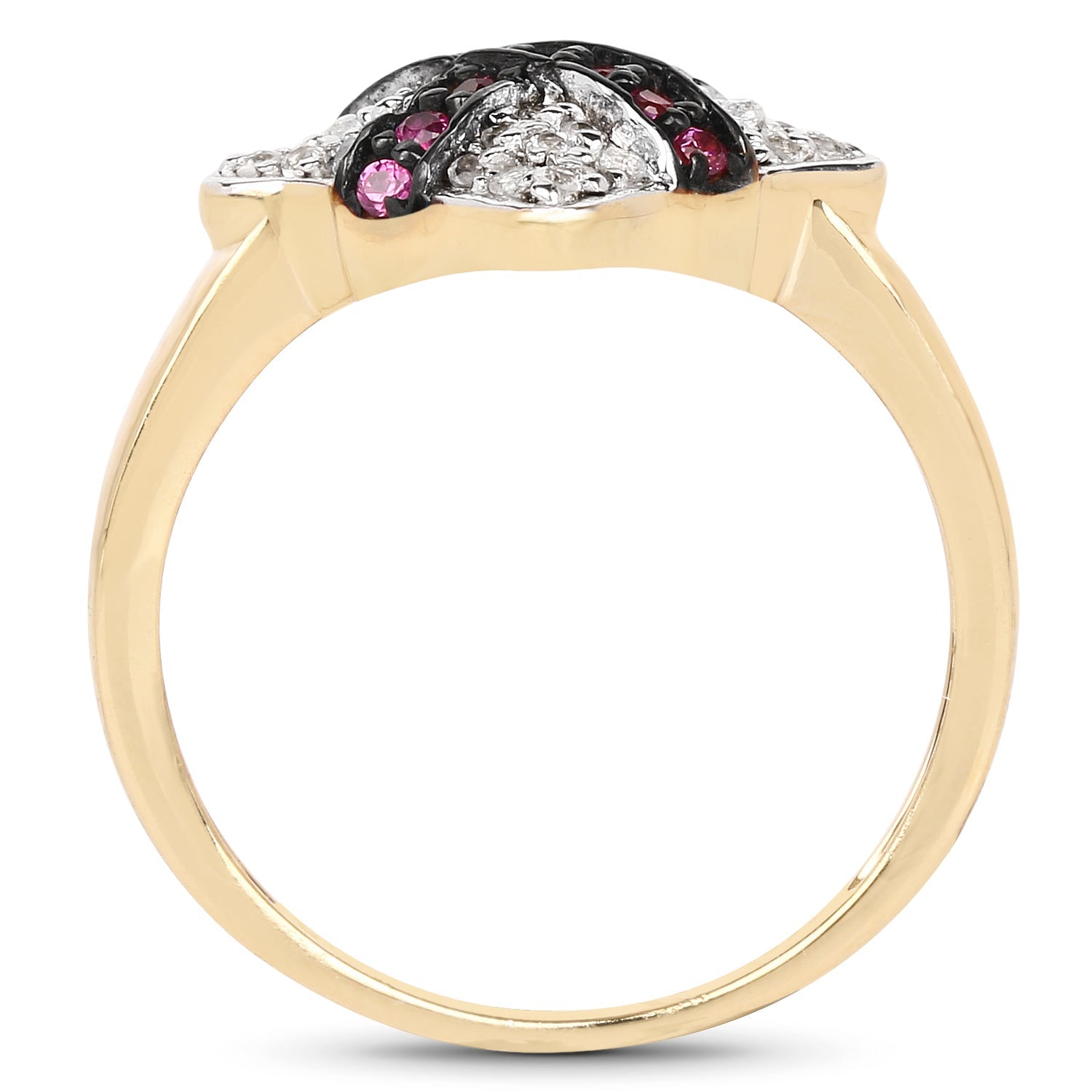 14K Yellow Gold Plated 0.57 Carat Genuine Ruby and White Cubic Zirconia .925 Sterling Silver Ring by Bids.com