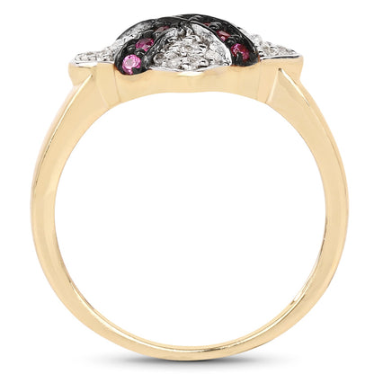 14K Yellow Gold Plated 0.57 Carat Genuine Ruby and White Cubic Zirconia .925 Sterling Silver Ring by Bids.com