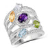 3.66 Carat Genuine Multi Stones .925 Sterling Silver Ring by Bids.com