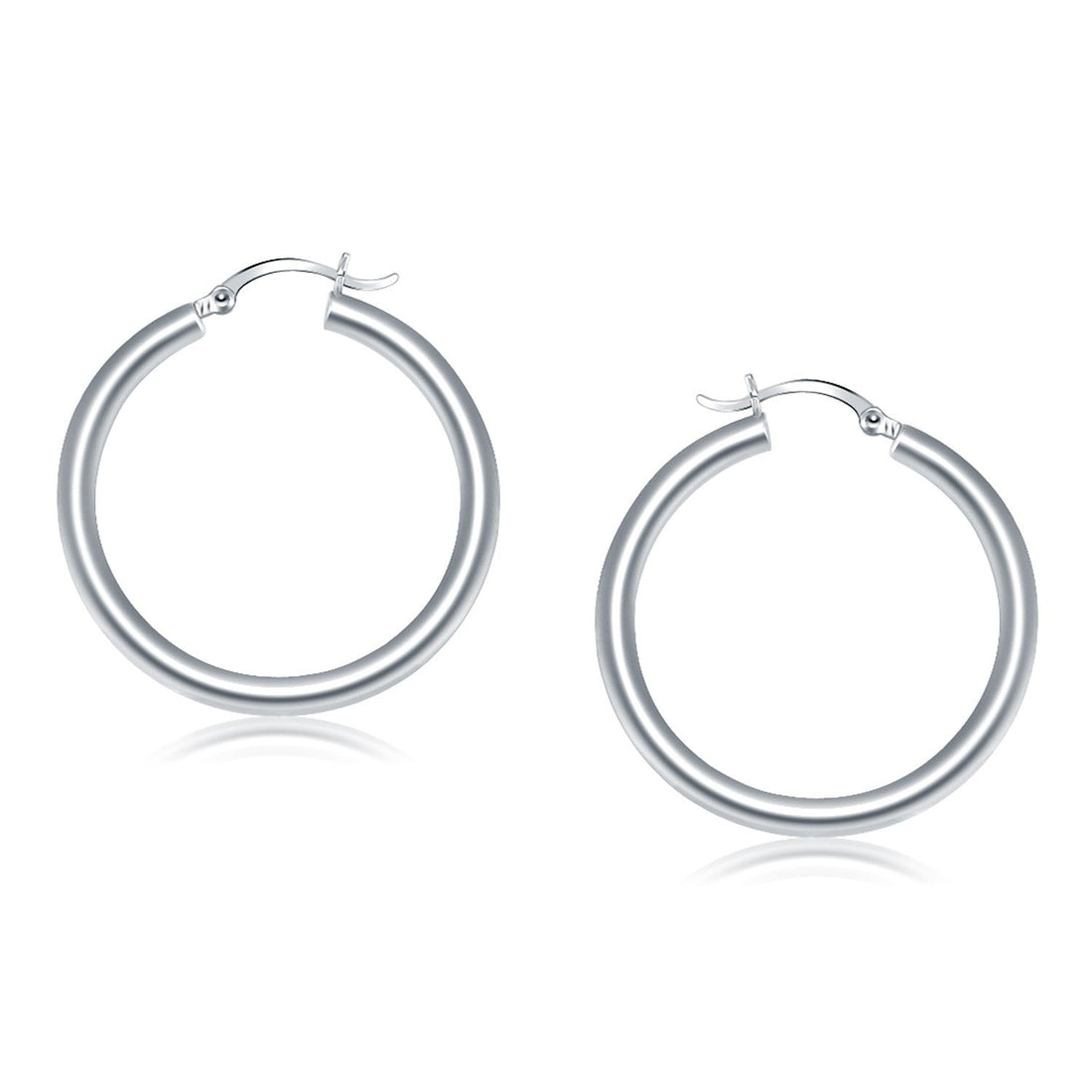 14k White Gold Polished Hoop Earrings (40 mm) by Bids.com