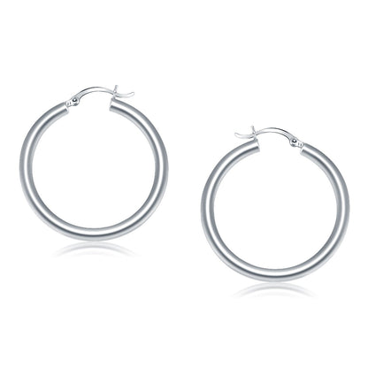 14k White Gold Polished Hoop Earrings (40 mm) by Bids.com