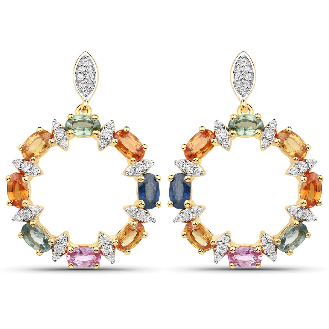 4.12 Carat Genuine Multi Sapphire .925 Sterling Silver Earrings by Bids.com