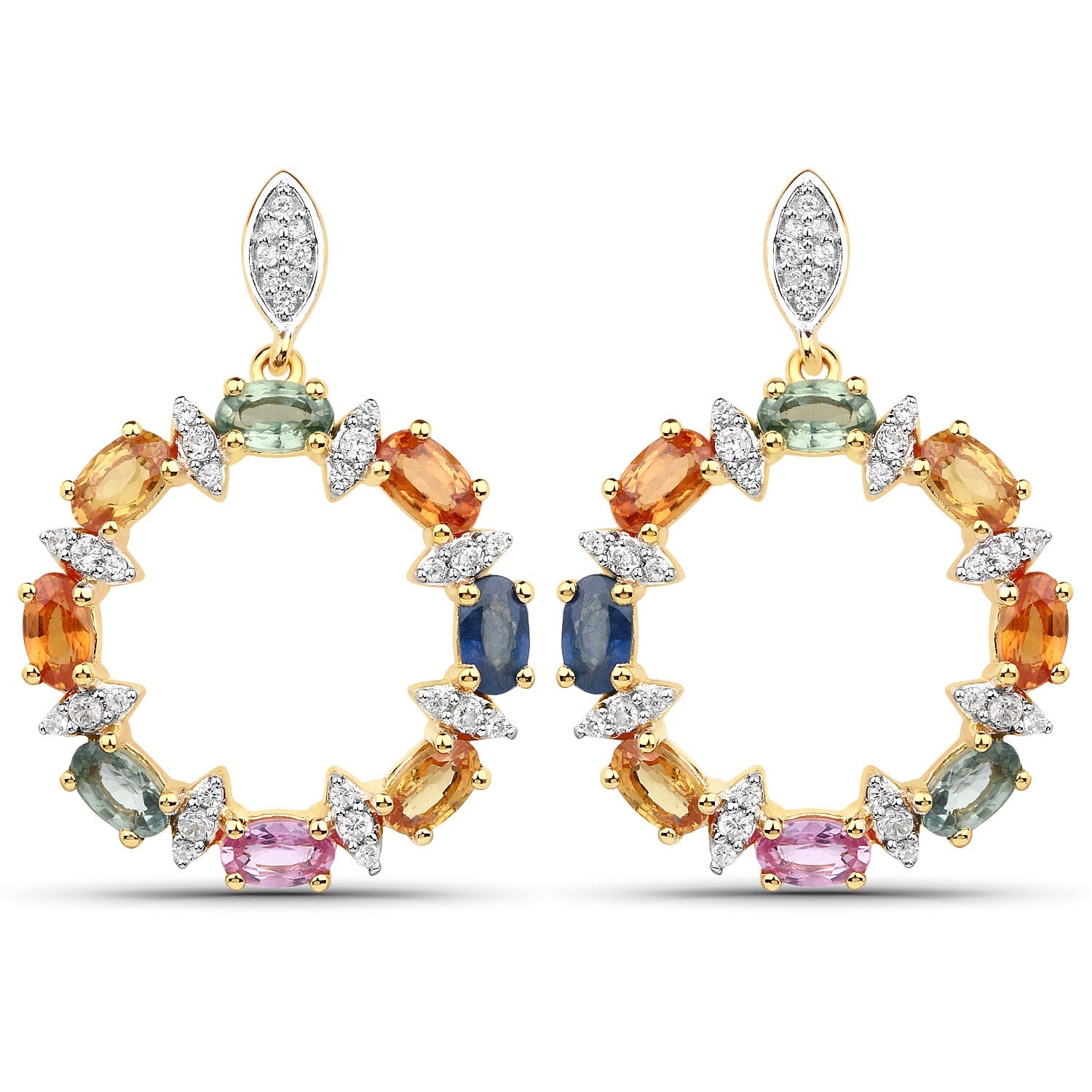 4.12 Carat Genuine Multi Sapphire .925 Sterling Silver Earrings by Bids.com