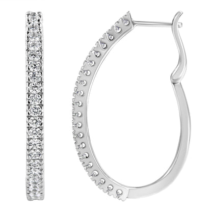 10KT White Gold 1 cttw Diamond Hoop Earrings (I-J Clarity, I2-I3 Color) by Bids.com