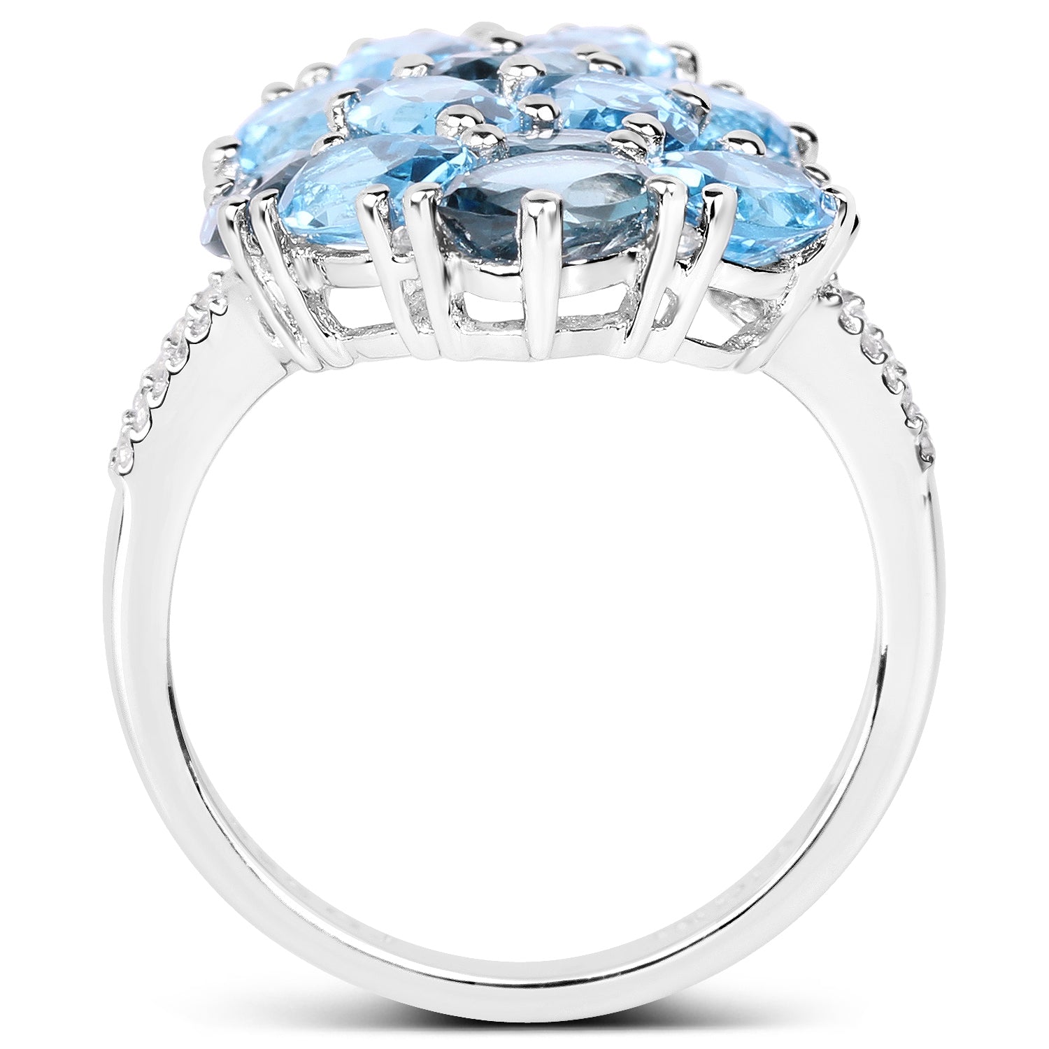 6.69 Carat Genuine Swiss Blue Topaz, London Blue Topaz and White Zircon .925 Sterling Silver Ring by Bids.com