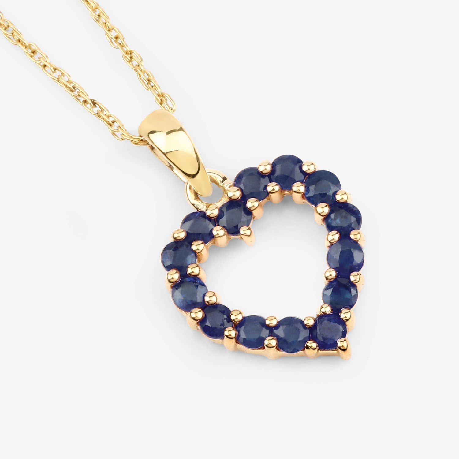 0.64 Carat Genuine Blue Sapphire 10K Yellow Gold  Pendant  DestGlow