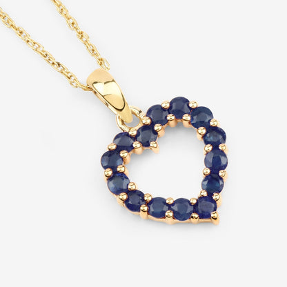 0.64 Carat Genuine Blue Sapphire 10K Yellow Gold  Pendant  DestGlow