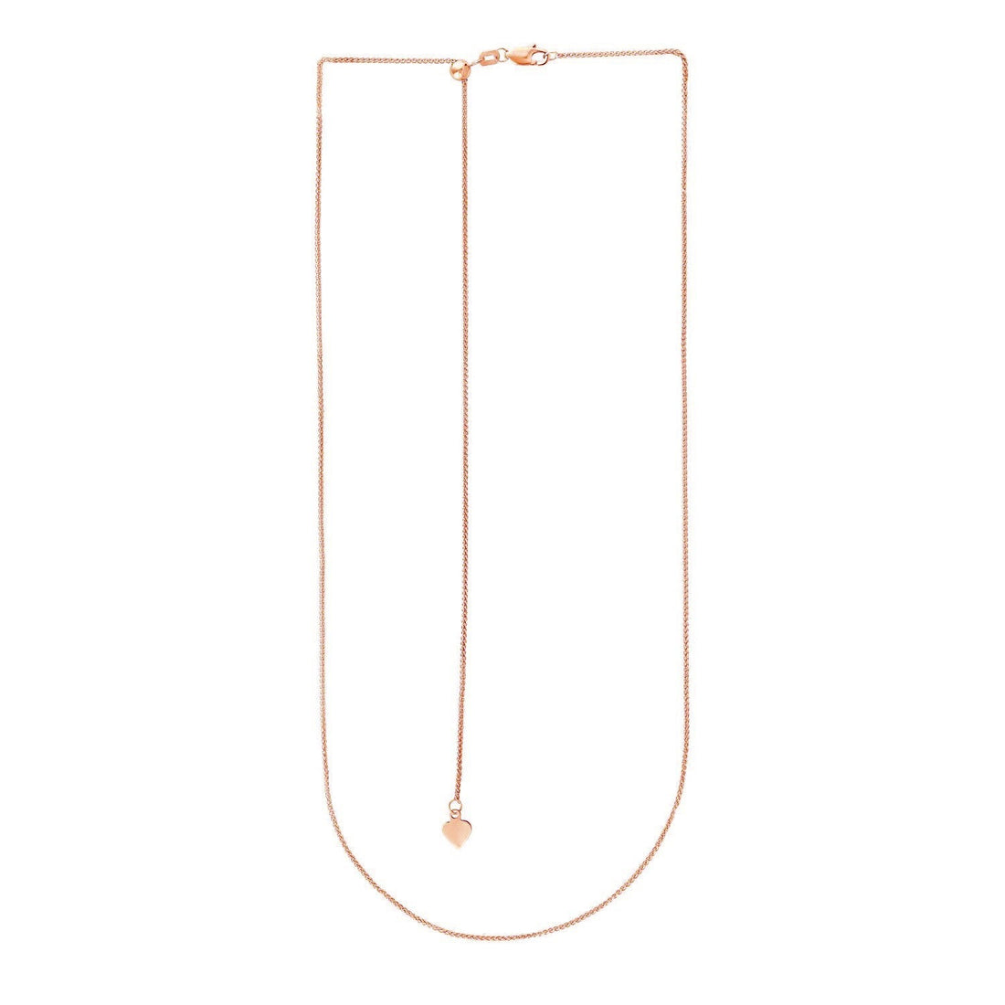 14k Rose Gold Adjustable Wheat Chain (1.00 mm)  DestGlow