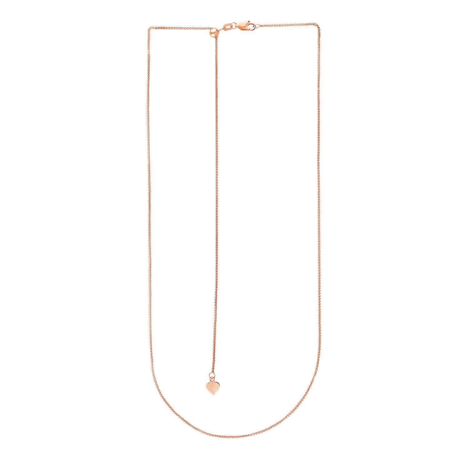 14k Rose Gold Adjustable Wheat Chain (1.00 mm)  DestGlow