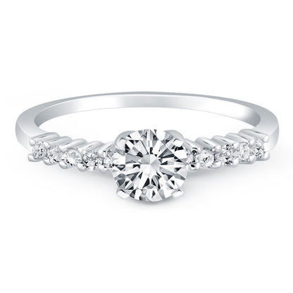 14k White Gold Shared Prong Accent Diamond Engagement Ring by Bids.com