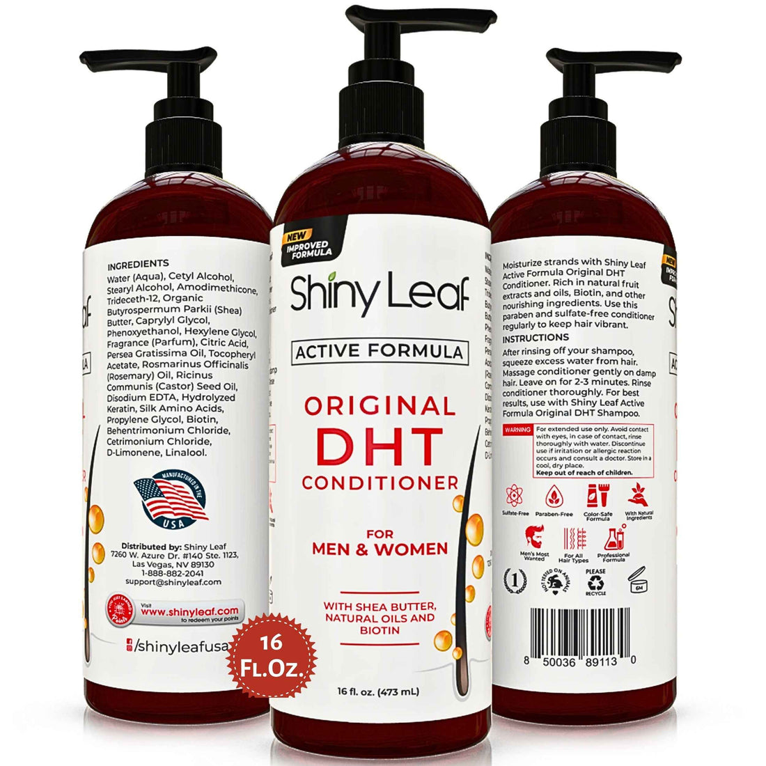 DHT Blocker Hair Loss Conditioner 16oz Active Formula with Biotin by Shiny Leaf