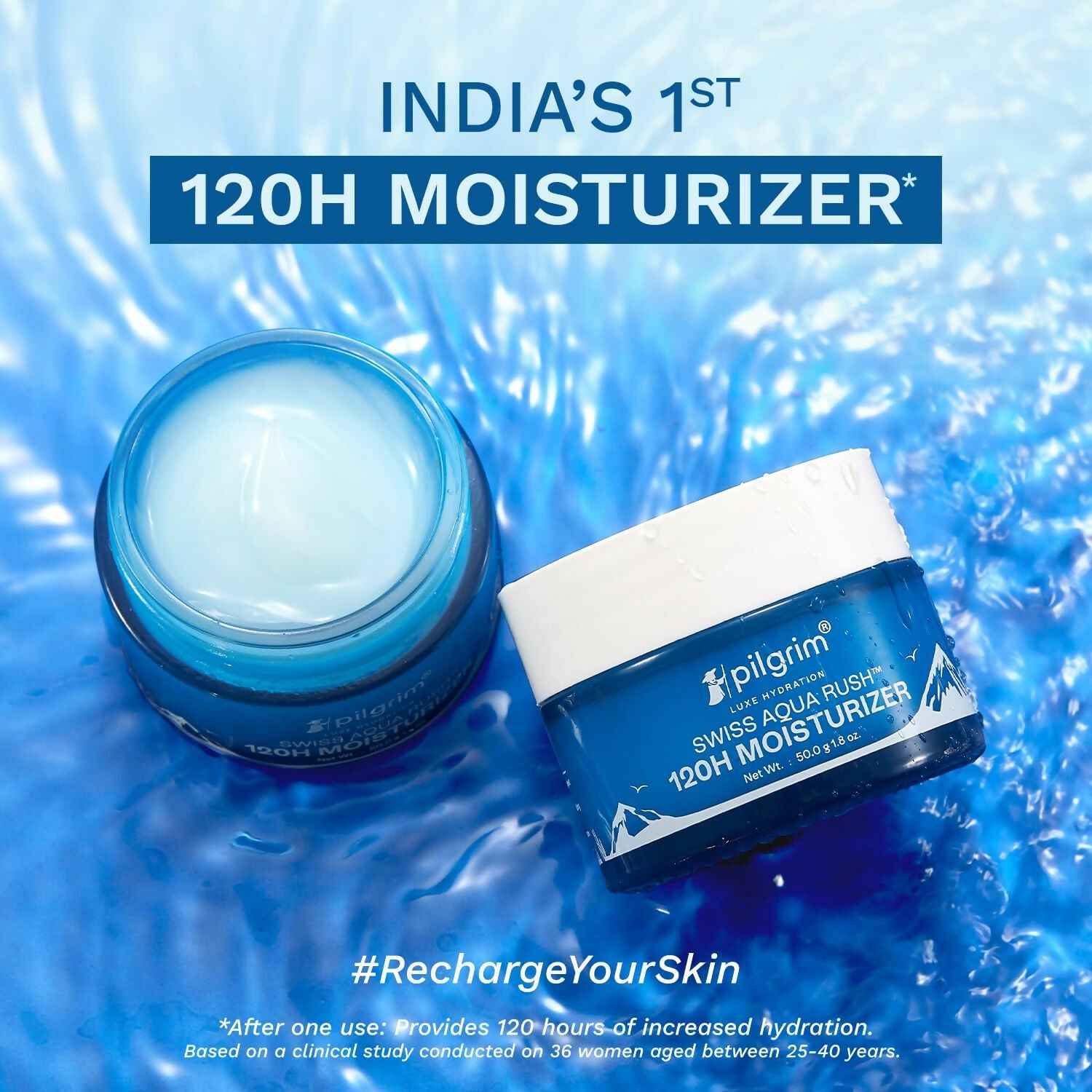 Pilgrim Swiss Aqua Rush 120H Moisturizer Strengthens skin barriers, Plump &amp; glowing skin