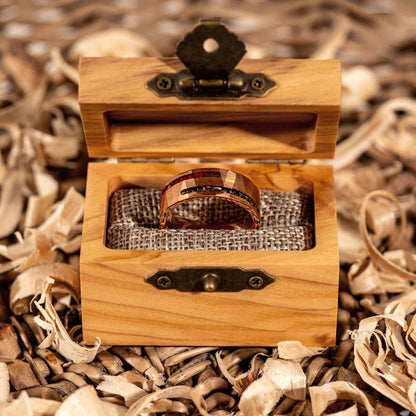 Dinosaur Bone &amp; Meteorite Ring Tungsten Carbide Wedding Band - DestGlow