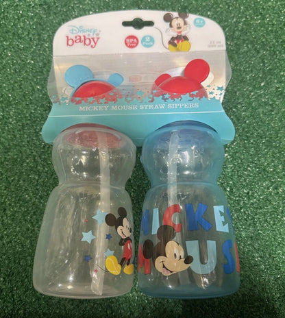 Disney Mickey Mouse Straw Sipper Cups, 11 oz, Aqua