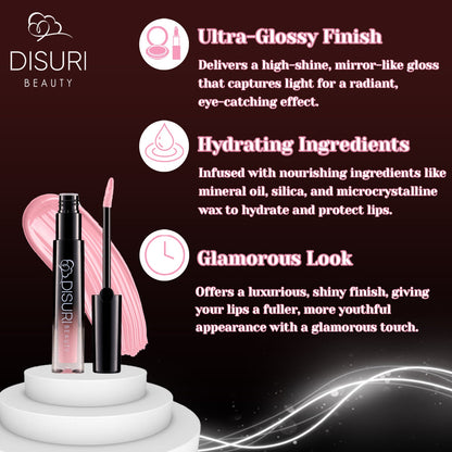 DISURI Beauty Glossy Blast Lip Gloss - Baby Pink (M70)