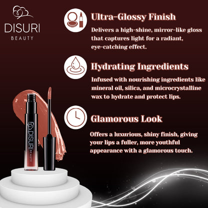 DISURI Beauty Glossy Blast Lip Gloss - Hot Cocoa (M11)